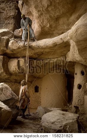 Mali, Africa - Dogon Village And Typical Mud Buildings