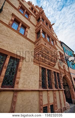 Balcony Of House Of Heads In Colmar In Alsace France