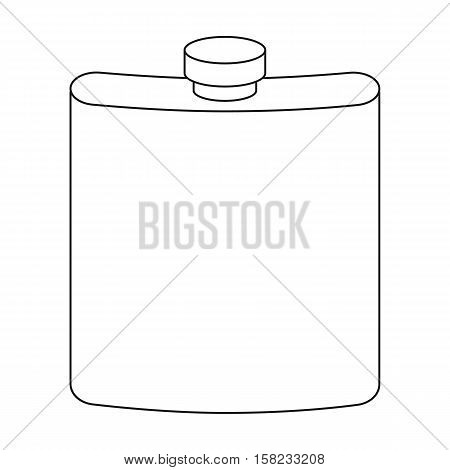 Hip flask icon in outline style isolated on white background. Hunting symbol vector illustration.