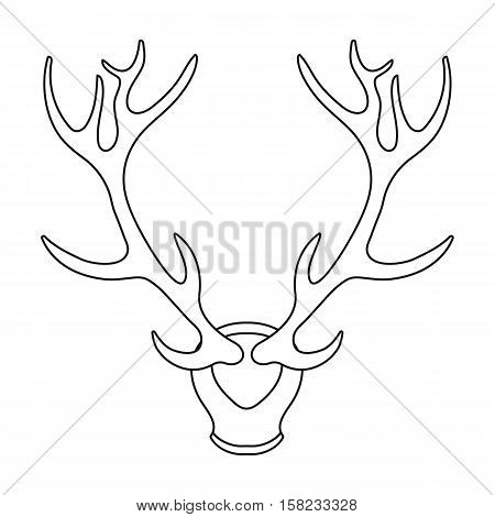 Deer antlers horns icon in outline style isolated on white background. Hunting symbol vector illustration.