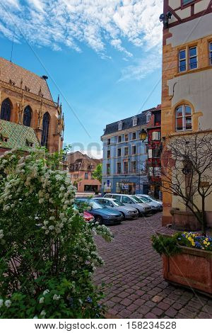 Cathedral Square In Colmar Of Alsace In France