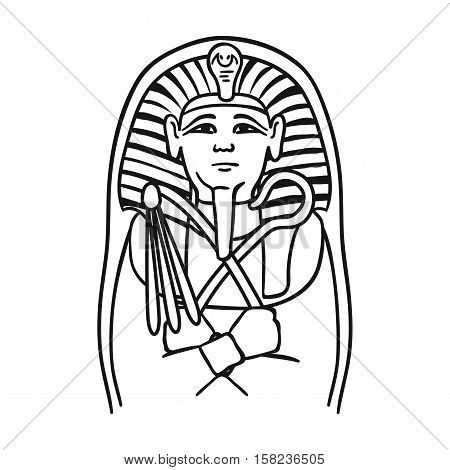 Egyptian pharaoh sarcophagus icon in outline style isolated on white background. Museum symbol vector illustration.