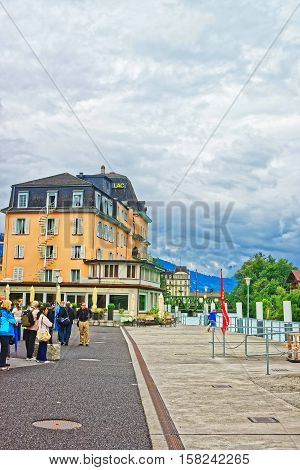 Harbor At Interlaken And Brienz Lake Of Bern Canton Switzerland