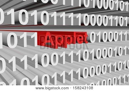 applet in the form of binary code, 3D illustration