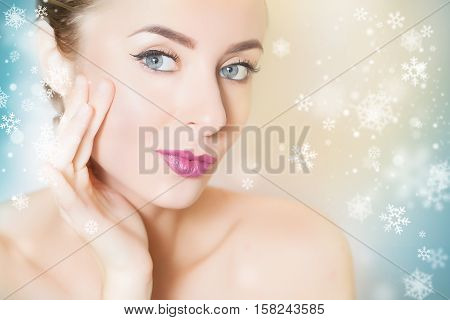 Closeup of female adult with marks on skin for cosmetic medical procedures