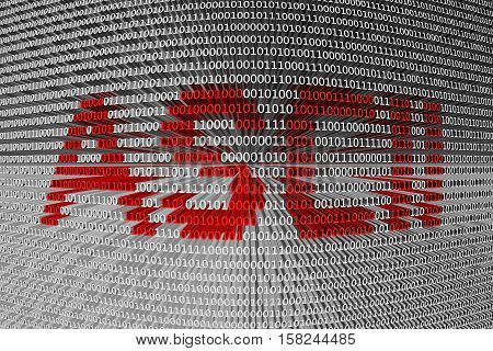 ASCII is presented in the form of binary code 3d illustration