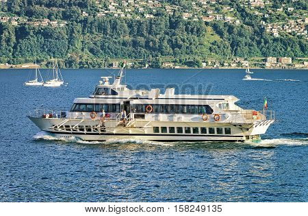 Passenger Ship At Ascona In Ticino In Switzerland