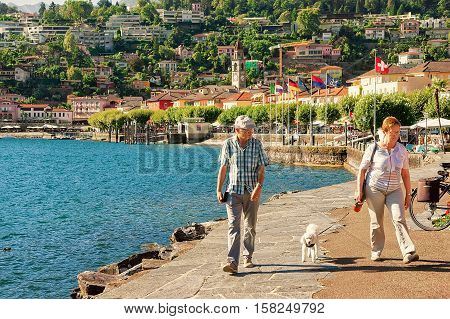People Passing At Promenade In Ascona In Ticino Switzerland