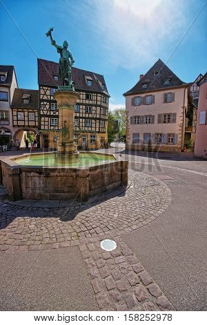Schwendi Fountain In Colmar In Alsace France