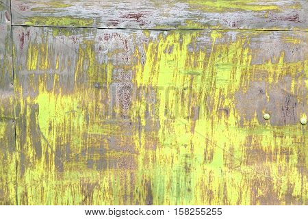 Old Rust Eroded Yellow Metal Iron Decay Crumpled Sheet Background. Weathered Iron Rusty Messy Wreck Isolated Texture. Corroded Iron Metal Structure. Abstract Aged Ragged Shabby Steel Sheet Surface.