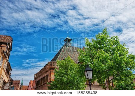 Spire Of Old Custom House In Colmar In Alsace France