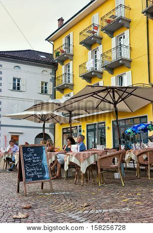 Street Restaurant In Ascona In Ticino In Switzerland