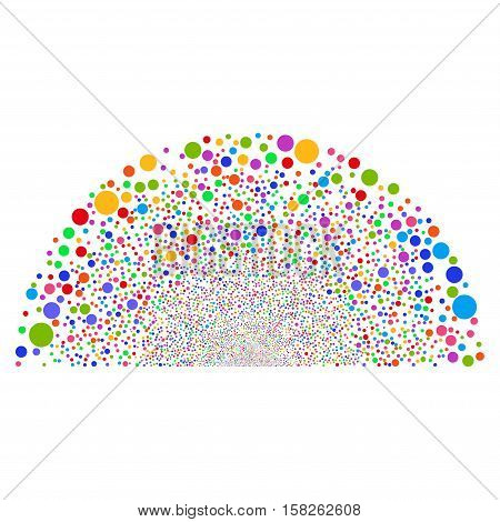 Random Ball Semisphere vector image. Style is bright multicolored flat circles, white background.