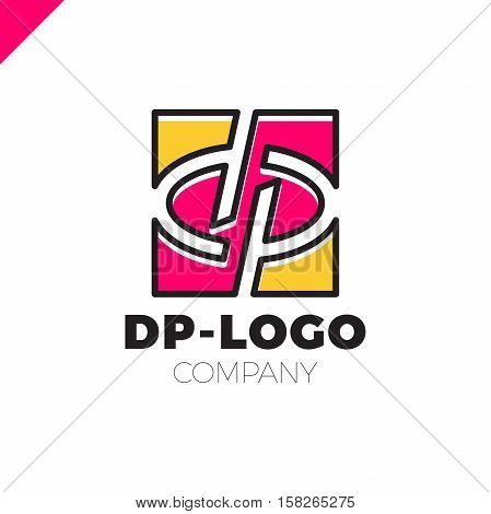 Letter D And Letter P Logo. Pd, Dp Initial Overlapping In Square Letter Logotype