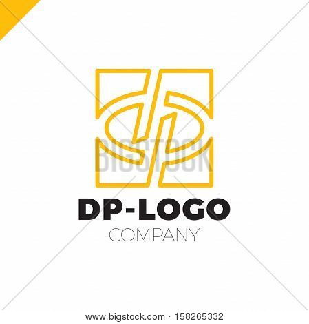 Letter D And Letter P Logo. Pd, Dp Initial Overlapping In Square Letter Logotype