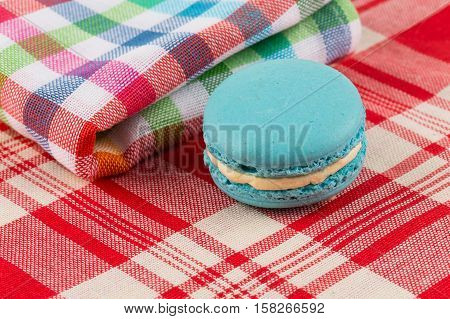 Colorful Macaroon On Tablecloth