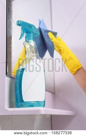 Bottle Of Window Cleaner For Windows And Mirrors
