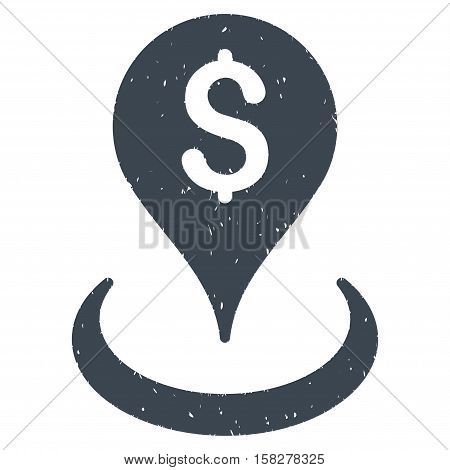Geo Targeting grainy textured icon for overlay watermark stamps. Flat symbol with scratched texture. Dotted vector smooth blue ink rubber seal stamp with grunge design on a white background.