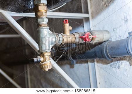Hydraulic Pipes An Valves In Basement