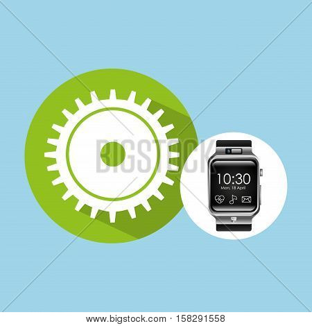 smart watch on hand- progres gear vector illustration eps 10