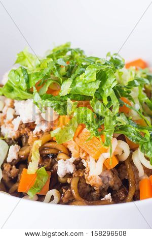 black bean sauce noodle with pork and vegetables or jajamyeon