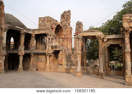 DELHI, INDIA - FEBRUARY 13 : Qutab Minar complex, Delhi, India on February 13, 2016.