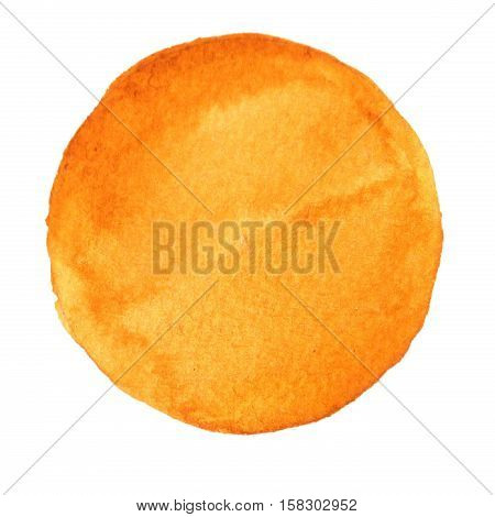 Watercolor yellow hand painted circle. Beautiful watercolor design elements. Watercolor background. Spisy mustard color trend