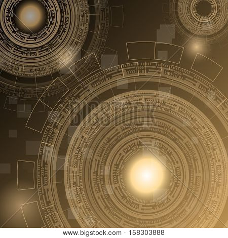 Abstract dark brown technology futuristic background, stock vector