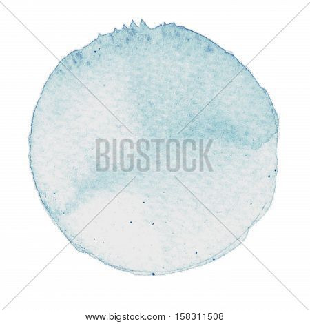 Watercolor blue hand painted circle. Beautiful watercolor design elements. Watercolor background. Abstract watercolor hand painted circle background.