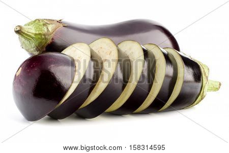 Eggplant or aubergine vegetable isolated on white background cutout