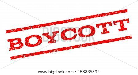 Boycott watermark stamp. Text caption between parallel lines with grunge design style. Rubber seal stamp with dirty texture. Vector red color ink imprint on a white background.