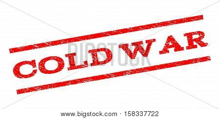 Cold War watermark stamp. Text caption between parallel lines with grunge design style. Rubber seal stamp with dust texture. Vector red color ink imprint on a white background.