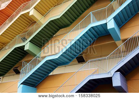 The fire escape stairs of the building