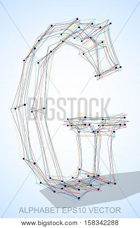 Abstract illustration of a Multicolor sketched uppercase letter G with Transparent Shadow. Hand drawn 3D G for your design. EPS 10 vector illustration.
