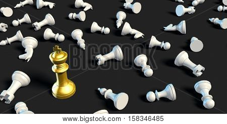 Last Man Standing Business Chess Strategy Business Concept 3d Render