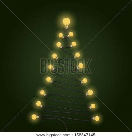 Colorful light bulbs and Christmas tree symbol .Merry christmas abstract background.Design for Christmas postcard Merry Christmas iconlogo or Merry Christmas background.Vector illustration