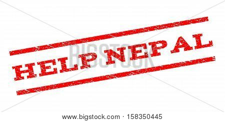 Help Nepal watermark stamp. Text caption between parallel lines with grunge design style. Rubber seal stamp with scratched texture. Vector red color ink imprint on a white background.
