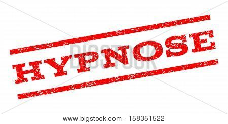 Hypnose watermark stamp. Text tag between parallel lines with grunge design style. Rubber seal stamp with dirty texture. Vector red color ink imprint on a white background.