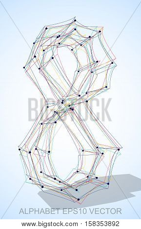 Abstract illustration of a Multicolor sketched number 0 with Transparent Shadow. Hand drawn 3D number 0 for your design. EPS 10 vector illustration.