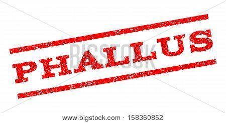 Phallus watermark stamp. Text tag between parallel lines with grunge design style. Rubber seal stamp with dust texture. Vector red color ink imprint on a white background.