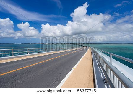 Irabu Bridge in Miyako Island of Okinawa, Japan.