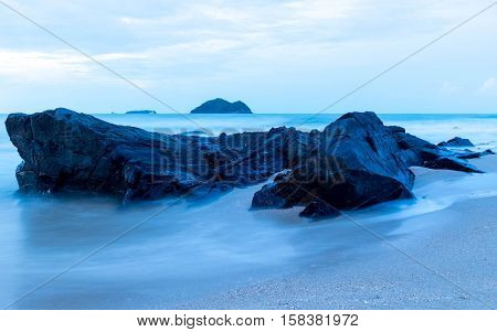 Samila beach at Songkhla province Thailand (Long Speed Shutter)