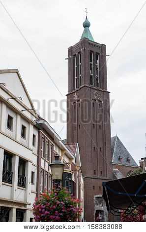 Facade and church in the city center of Veno Holland