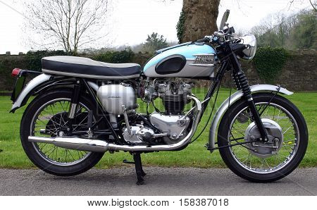 Triumph Bonneville 650cc 1961 Motorcycle. Photographed at Coleford Carnival of Transport, England. 11th April 2009.