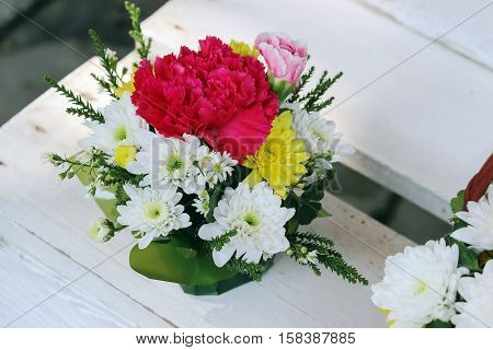 pretty flower arrangement with colorful fresh flowers