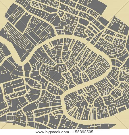 Venice vector map. Monochrome vintage design base for travel card advertising gift or poster.