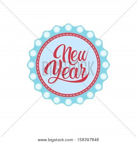 Happy New Year Merry Christmas Greeting Card Decoration Laber Web Icon Flat Vector Illustration