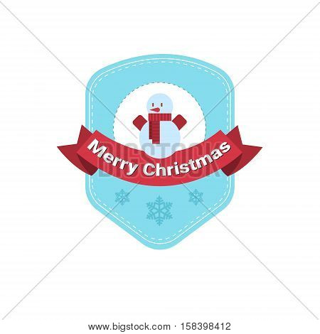 Happy New Year Merry Christmas Greeting Card Decoration Laber Web Icon Flat Vector Illustration