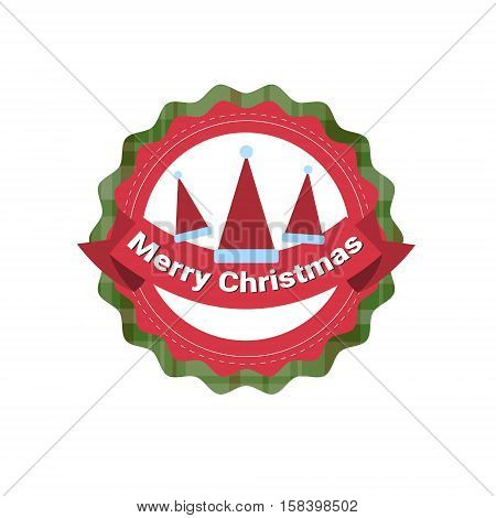 Happy New Year Merry Christmas Greeting Card Decoration Laber Web Icon Flat Vector Illustration