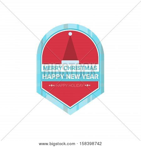 Happy New Year Merry Christmas Greeting Card Decoration Laber Web Icon Flat Vector Illustration